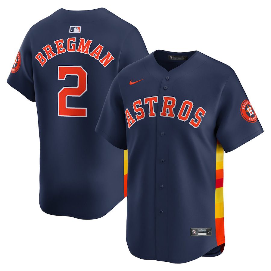 Men Houston Astros #2 Alex Bregman Nike Navy Alternate Limited Player MLB Jersey